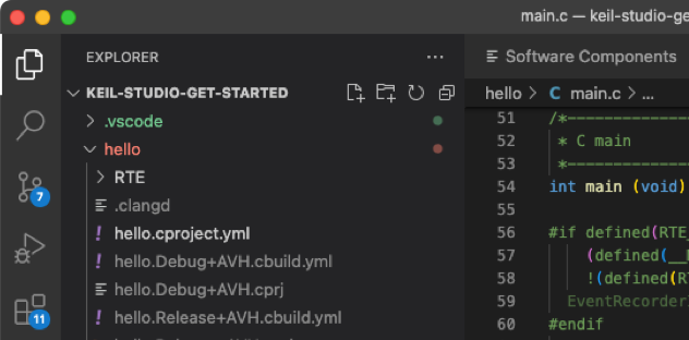 Screenshot of Keil Studio for VS Code IDE